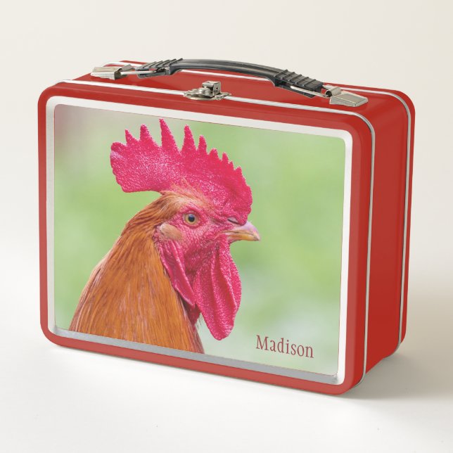 Lunch Box Custom Name Rooster (Devant)