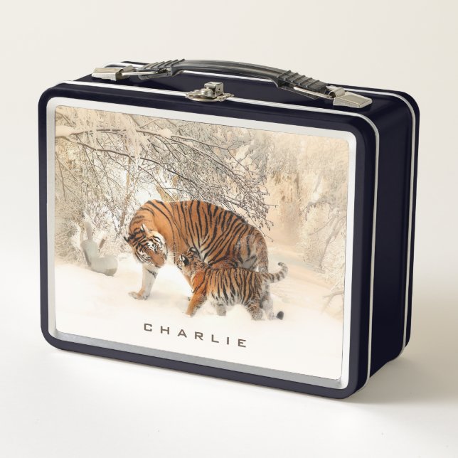 Lunch Box Custom name Winter Tigers (Devant)