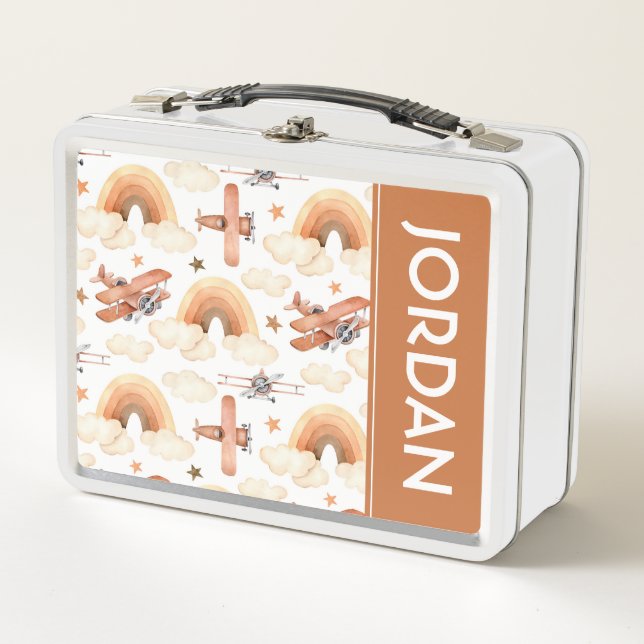 Lunch Box Cute aquarelle Rainbow Motif d'avion (Devant)