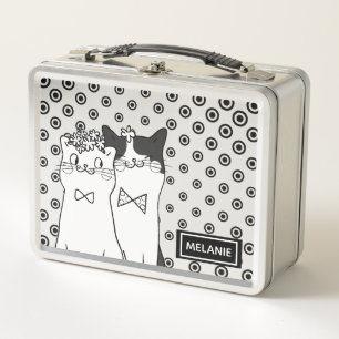Lunch Box Cute Dotty Chats en amour Personnalisé