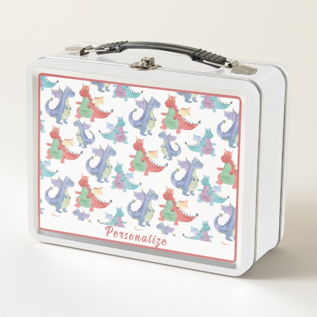 Lunch Box Cute Funny Dragons ailes Personnalisées (Devant)