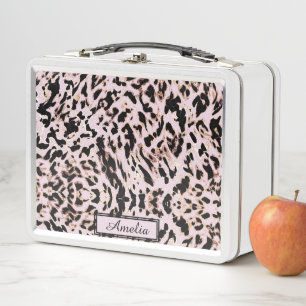 Lunch Box Cute Girly Blush Rose Gold Empreinte de léopard pe