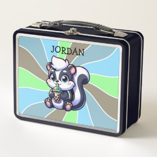 Lunch Box Cute Kawaii Skunk with Bubble Tea Personnalisé