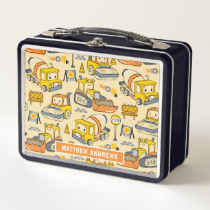 Lunch Box Cute Kids Construction Véhicules Nom personnalisé
