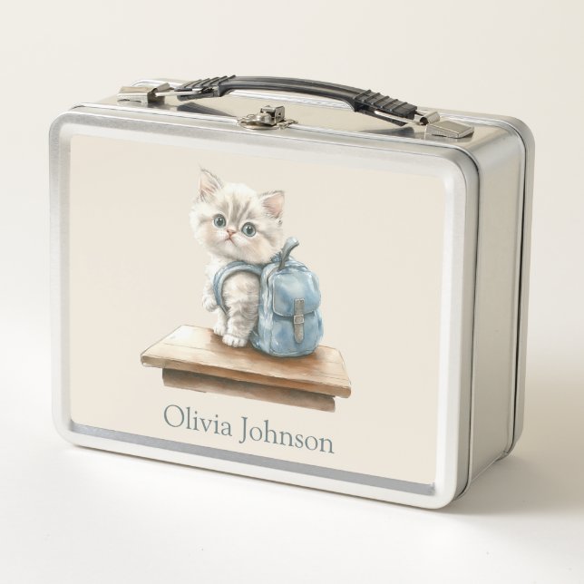 Lunch Box Cute Kitten with Backpack Personalized (Devant)