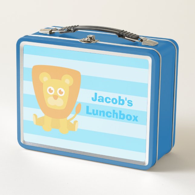 Lunch Box Cute Lion Boy Boîte à lunch personnalisée (Devant)
