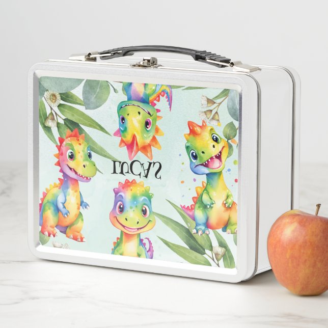 Lunch Box Cute Magique Rainbow Dinosaur Bonne fête d'anniver (En situation)