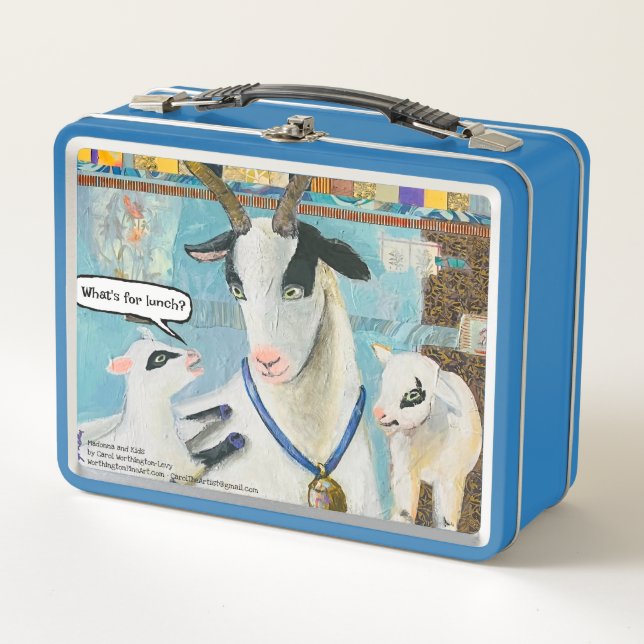 Lunch Box Cute Mama Chèvres Art Métal Boîte à lunch (Devant)