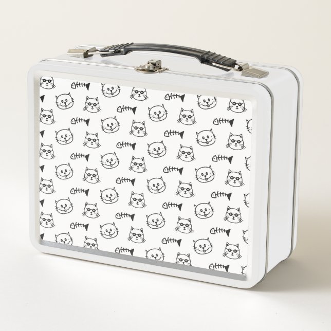 Lunch Box Cute Nerdy Chat & Paws, Cadeau Amoureux des chats, (Devant)