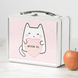 Lunch Box Cute Pastel Chat Rose Kawaii Éperche Kitty