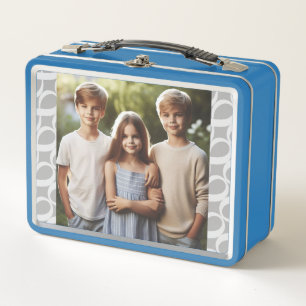 Lunch Box Cute personnalisée 2 Photo Argent, Motif d'infini 