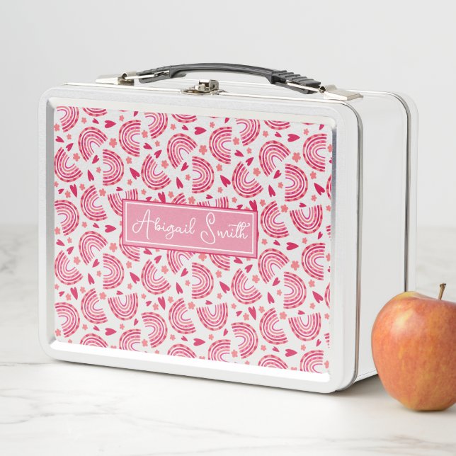 Lunch Box Cute Rose Arc-en-ciel & Coeurs Motif Boîte à lunch (En situation)