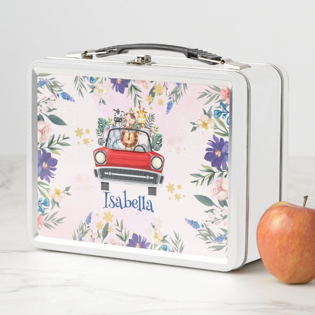 Lunch Box Cute safari voiture bébé Fleur tropicale Fête d'an (En situation)