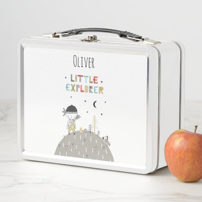 Lunch Box Cute Scandinave Petit Explorer Personnalisé (En situation)