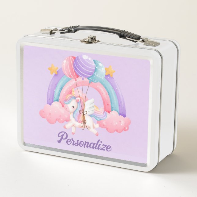 Lunch Box Cute Unicorn Arc-en-ciel coloré enfants Personnali (Devant)