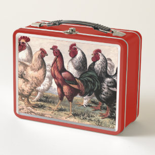 Lunch Box Cute Vintages amateurs de coq Boîte recettes de cu