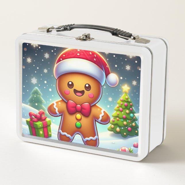 Lunch Box Cute Whimsical Noël/homme en pain d'épices d'hiver (Devant)