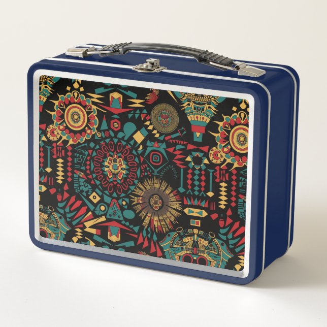 Lunch Box Cyan écologique "Motifs inspirés par le patrimoine (Devant)