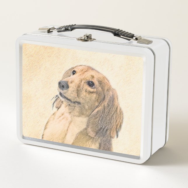 Lunch Box Dachshund (Longhaerien) Peinture - Art Chien origi (Devant)