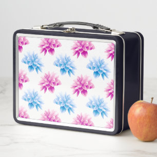 Lunch Box Dahlia Rose, Dahla Bleue, Motif Floral, Fleurs
