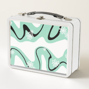Lunch Box Daisy Groove en vert, noir et blanc