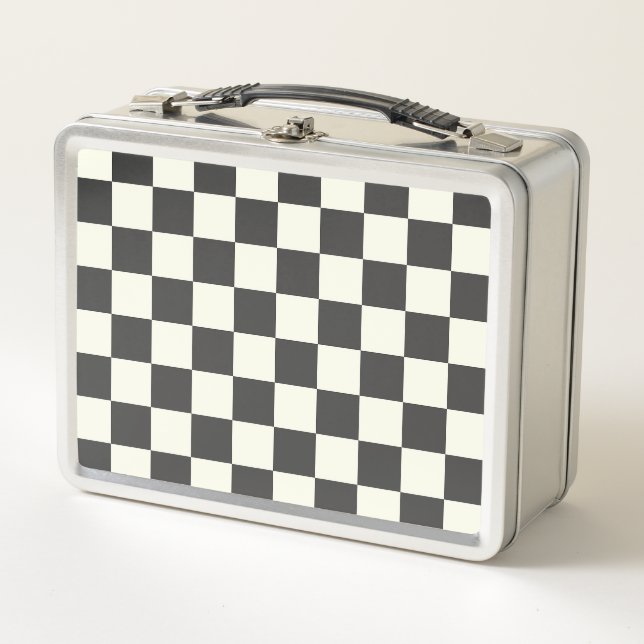 Lunch Box Damier noir décalé et blanc décalé (Devant)