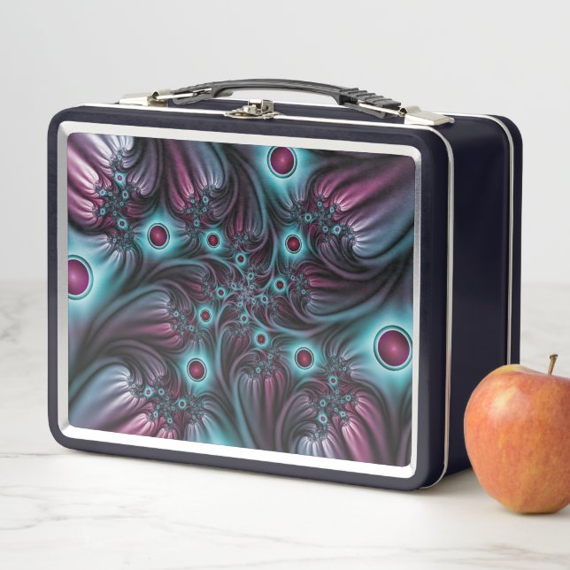 Lunch Box Dans la profondeur Bleu rose Abstrait Fractal Art (En situation)