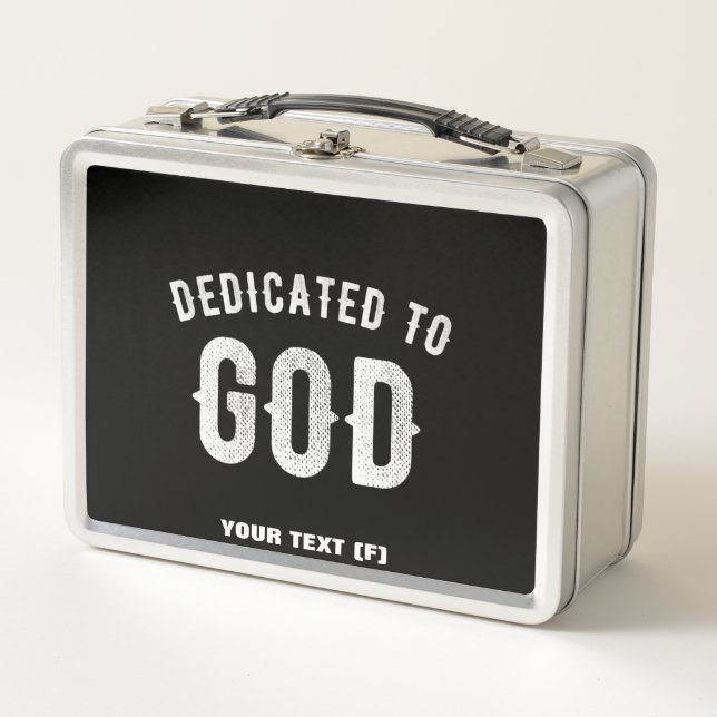 LUNCH BOX DÉDIÉ À DIEU PERSONNALISABLE COOL TEXTE BLANC (Devant)