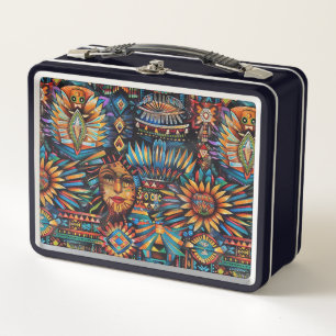 Lunch Box Déjeuner "Tapisserie pré-colombienne" noir écologi