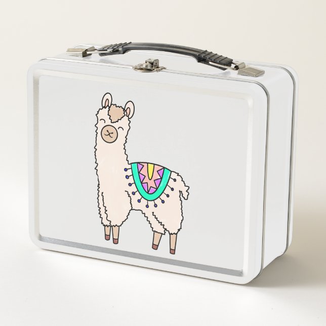 Lunch Box dessin animé de llama alpaga souriant (Devant)