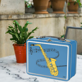Lunch Box Dessin du personnel de musique torride saxophone |