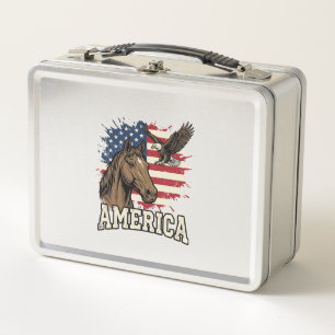 Lunch Box Dessin vectoriel patriotique de l'aigle de cheval 