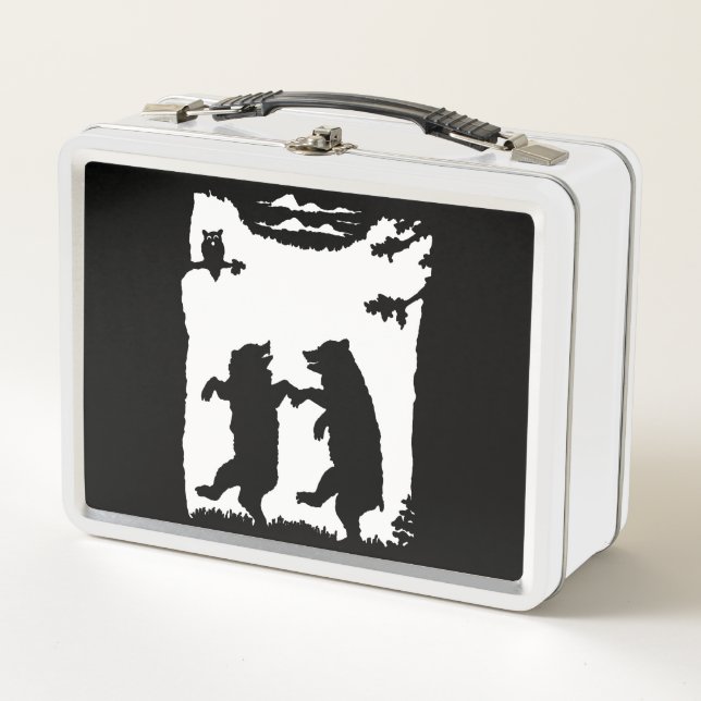 Lunch Box Deux ours dansant dans Bois Chouette dans Arbre Si (Devant)