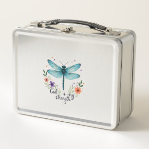 Lunch Box Dieu est ma force Libellule florale T-Shirt chréti