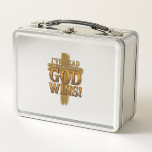 Lunch Box Dieu Gagne Chemise de typographie de croix vintage
