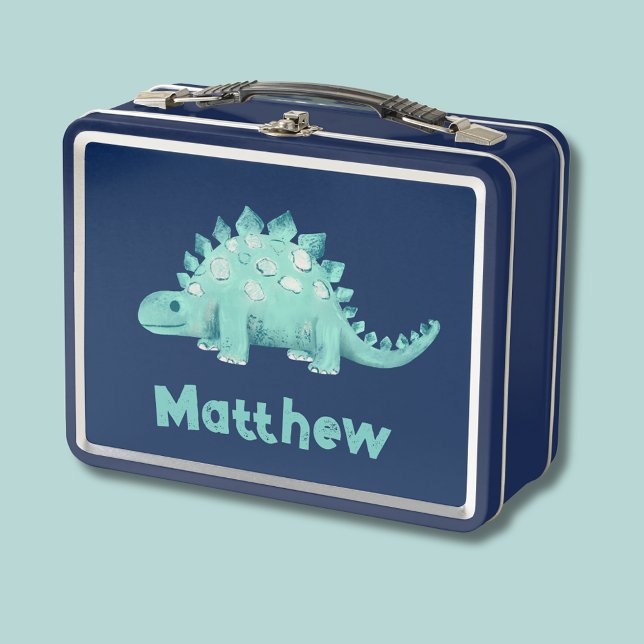 Lunch Box Dinosaur Stegosaurus Nommé Enfants (Stegosaurus dinosaur lunchbox with personalized name)