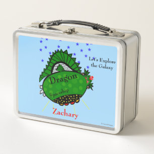 Lunch Box Dragon Vert Yeux Marrons Étoiles