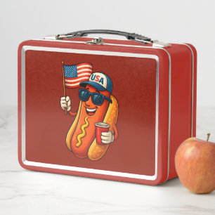 Lunch Box Drapeau 4 juillet Hotdog Funny Patriotique USA