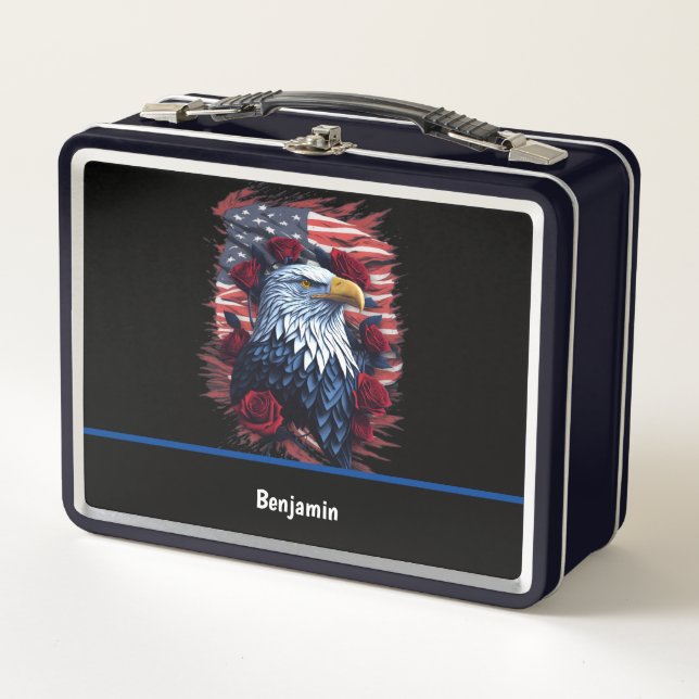 Lunch Box Drapeau américain Aigle Rose Rouge Blanc Bleu (Devant)