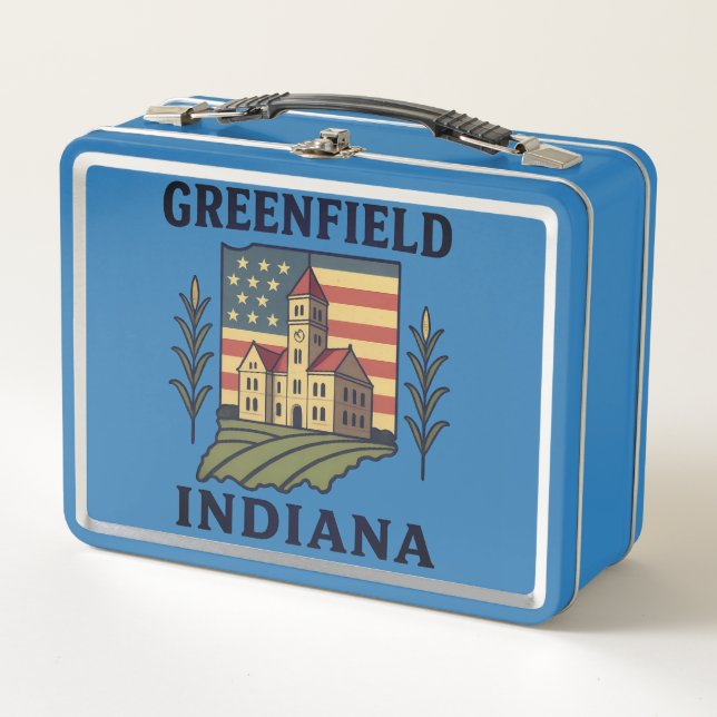 Lunch Box Drapeau américain de Greenfield Indiana (Devant)