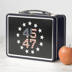 Lunch Box Drapeau américain vintage Trump 45 47 étoiles USA
