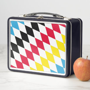 Lunch Box Drapeau bavarois diamant noir rouge jaune bleu mot