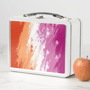 Lunch Box Drapeau de fierté lesbienne abstrait trippy ondulé