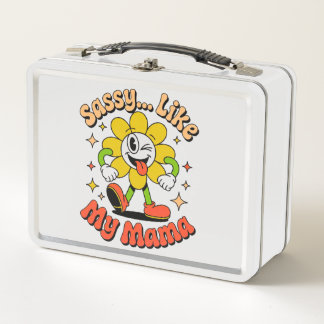 Lunch Box Drôle et Sassy Comme Ma Maman Rétro Fleur Métal Bo