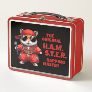 Lunch Box Drôle H.A.M.S.T.E.R. Rapmaster avec pantalons roug