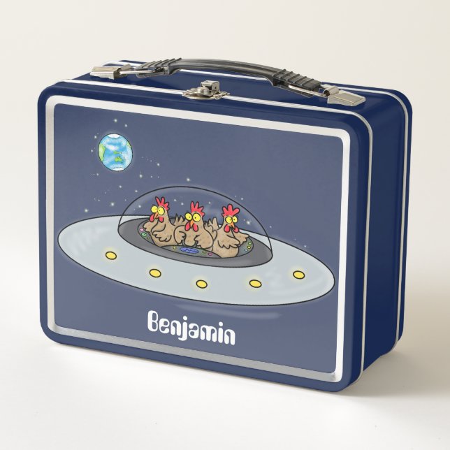 Lunch Box Drôle poule dans l'espace dessin animé (Devant)