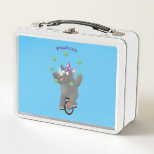 Lunch Box Drôle rhinocéros mignon jonglant sur monocycle