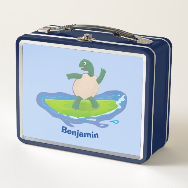 Lunch Box Drôle tortue vague de surf dessin animé (Devant)