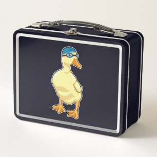 Lunch Box Duck at Swimming with Swimming goggles