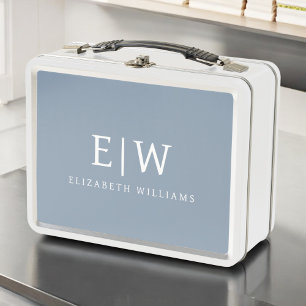 Lunch Box Dusty Blue minimaliste moderne Monogramme élégant